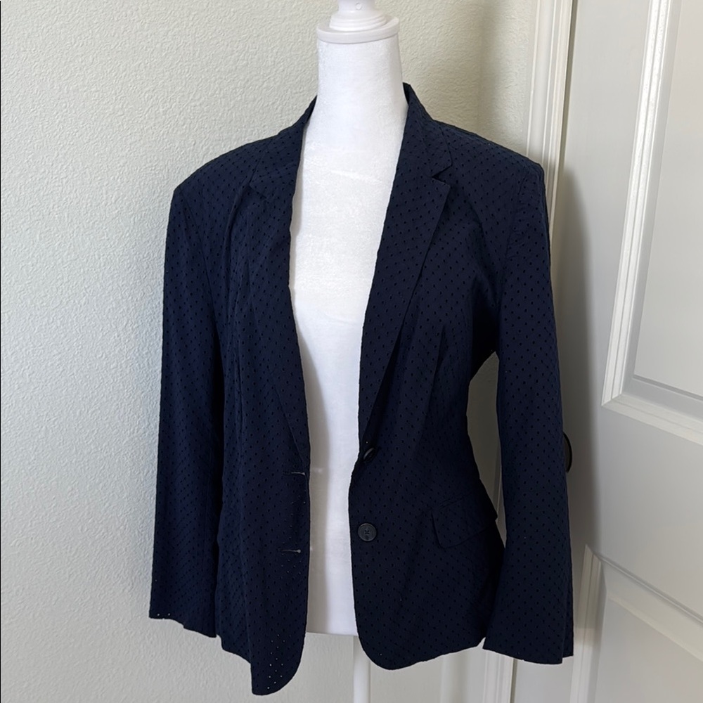 Banana Republic Blue Structured Blazer with Tailored Fit
